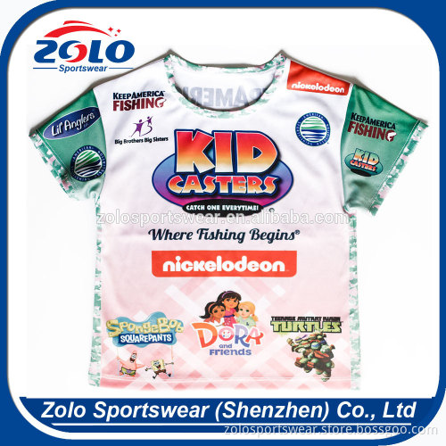 Cheap Custom Sublimation Boys Fishing Shirt With Round Neck